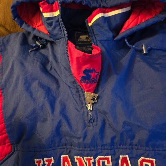 Vintage 90s NCAA kansas jayhawks starter jacket half zip - large - Picture 8 of 11